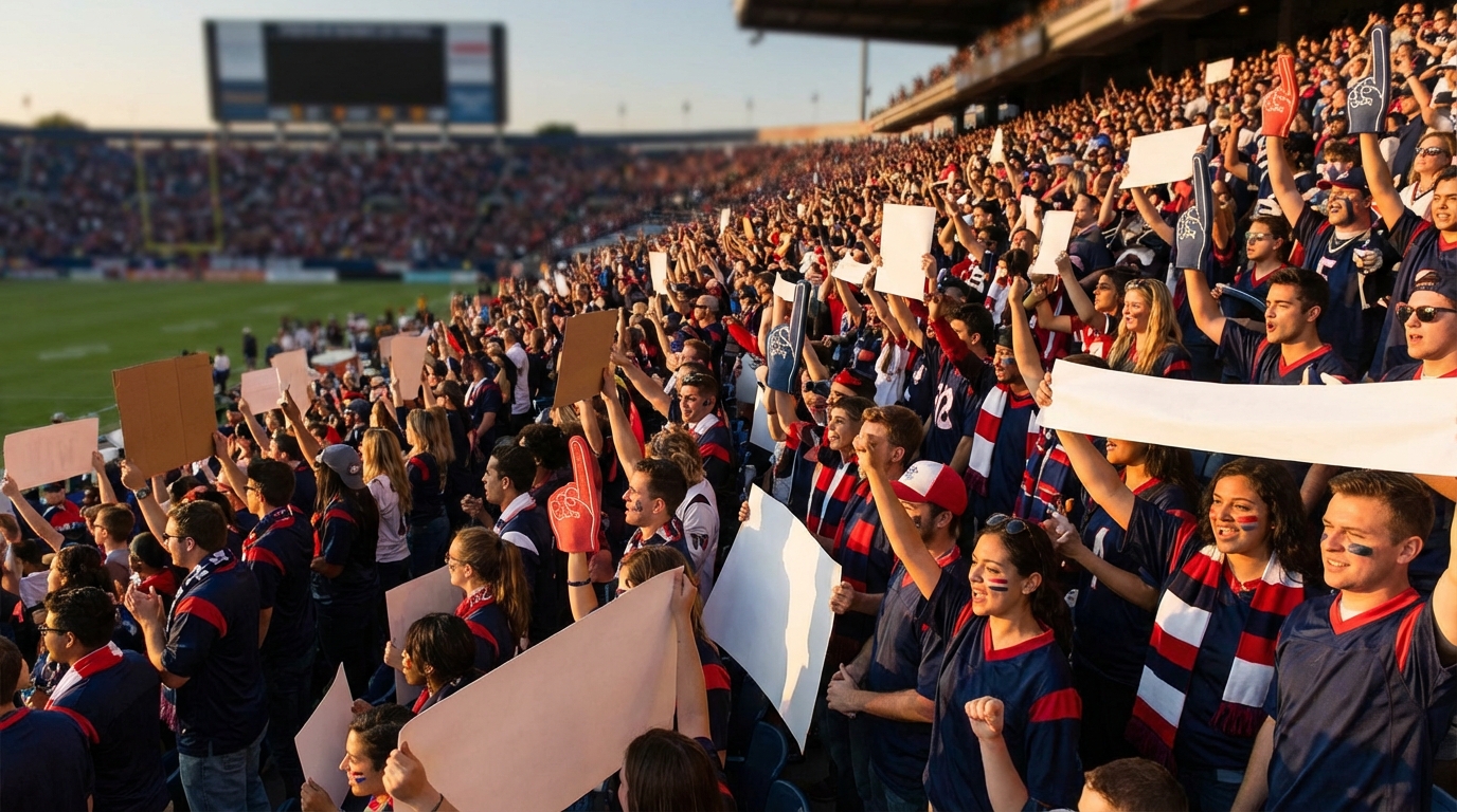 Fans cheering in stadium