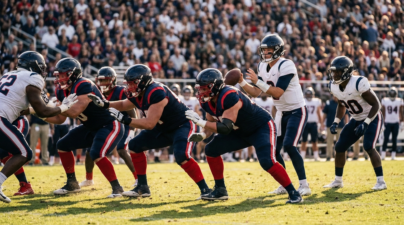 Patriots offensive line blocking in-game