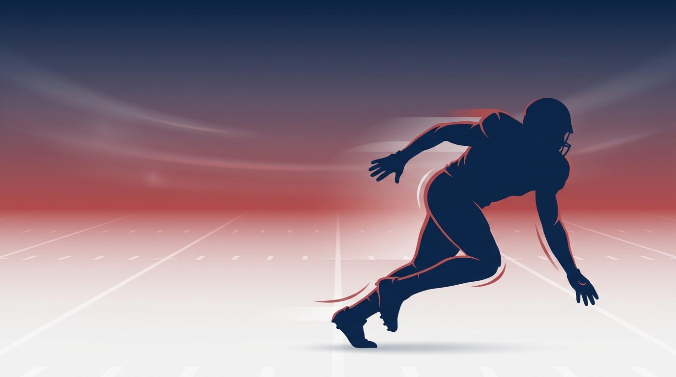 Edge rusher silhouette on stylized field