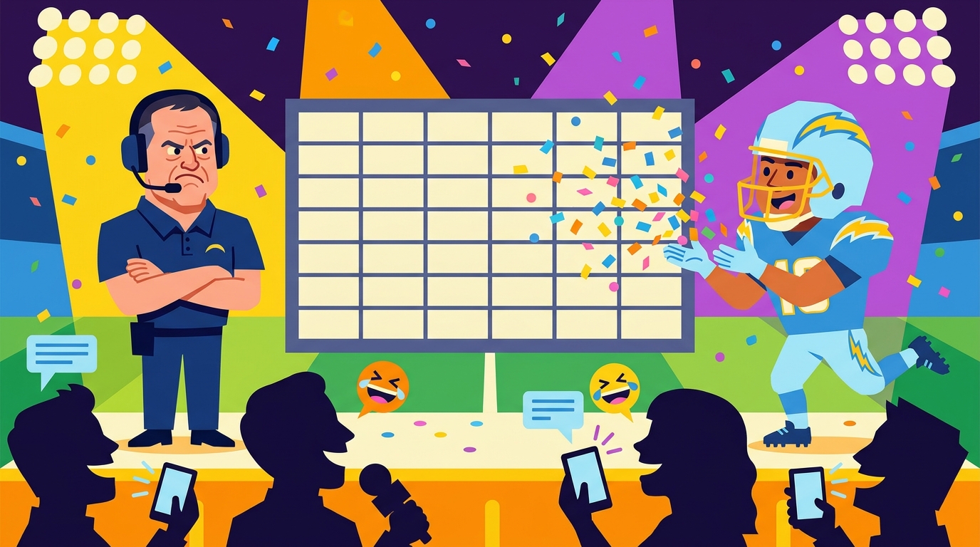 Stylized NFL schedule release with playful trolling vibe