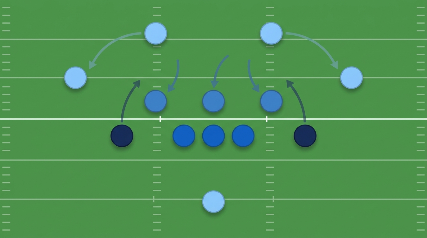 Top-down Patriots defensive formation illustration