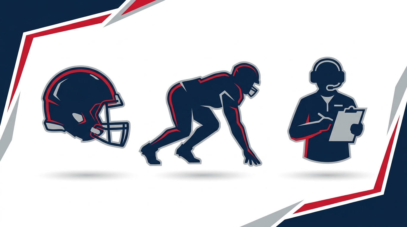 Stylized Patriots coaching and linebacker illustration