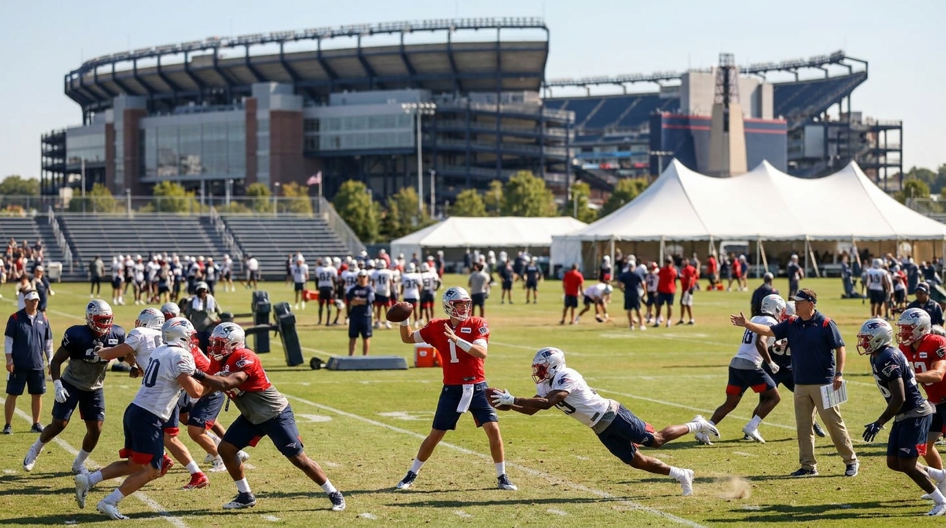 Football training camp at Gillette Stadium