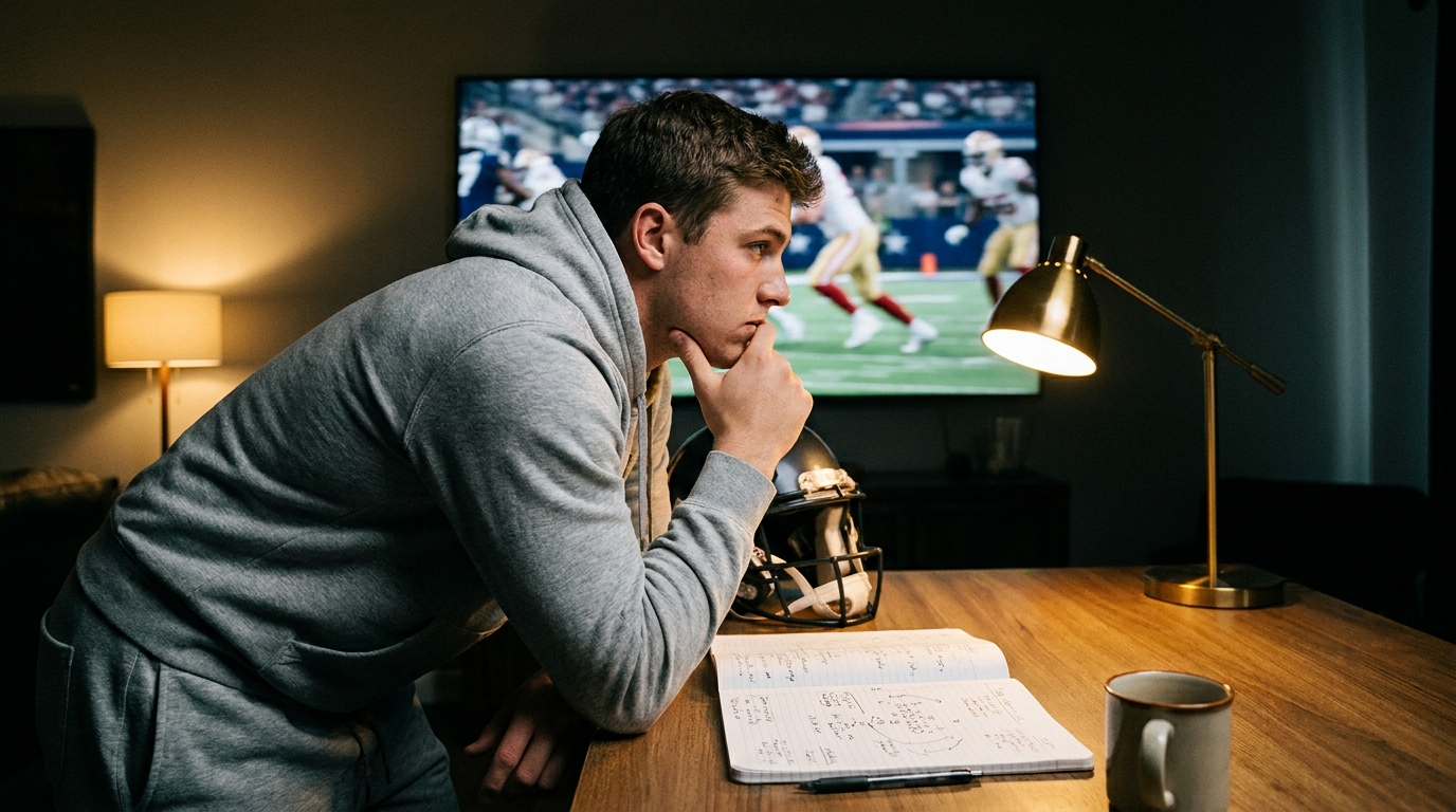 Quarterback reviewing game film