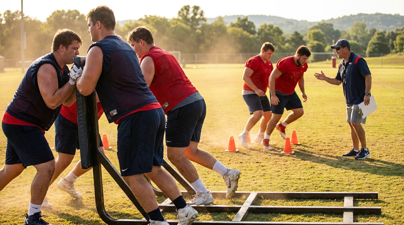 Patriots offensive line training