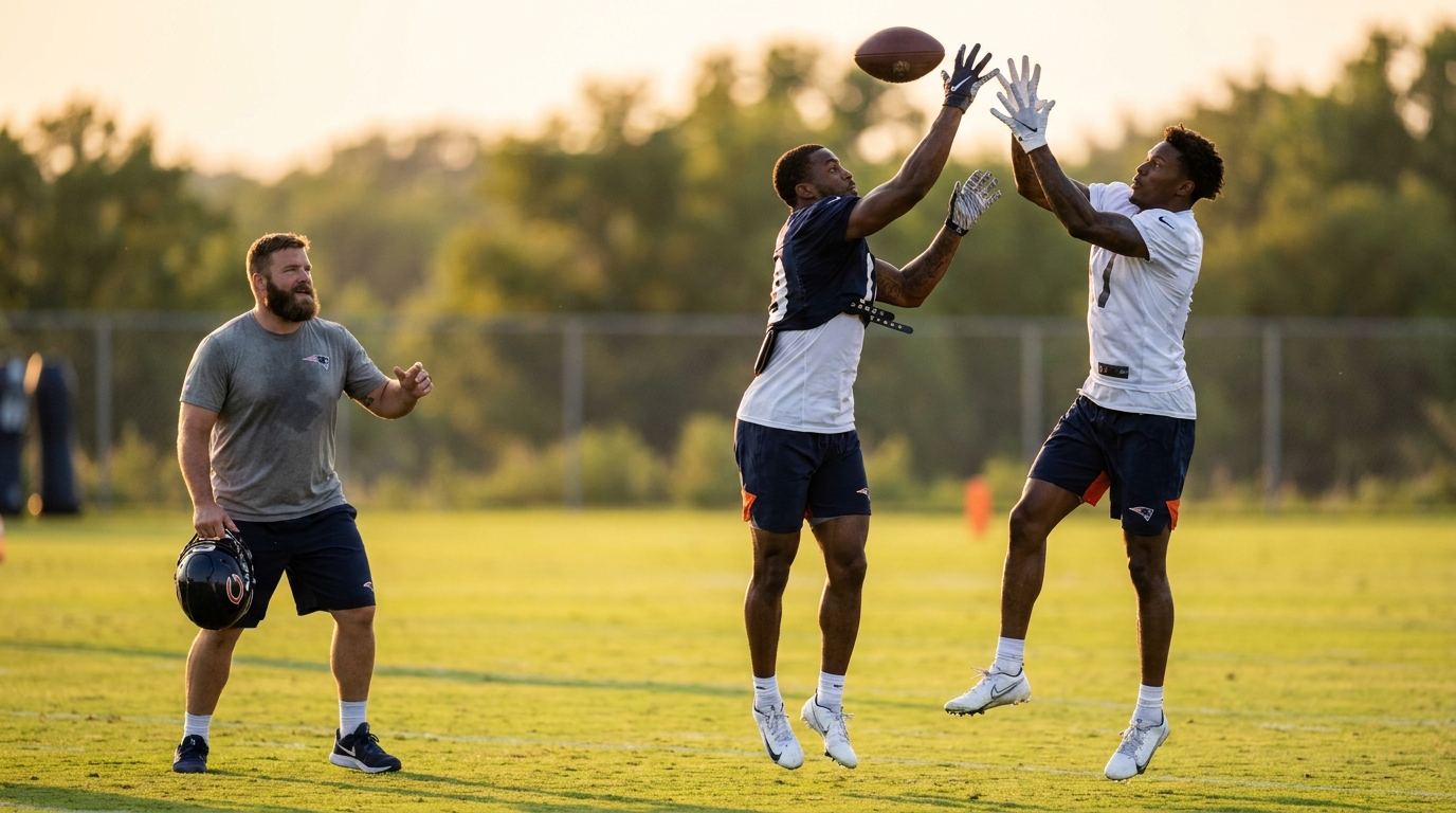 Patriots players in offseason training