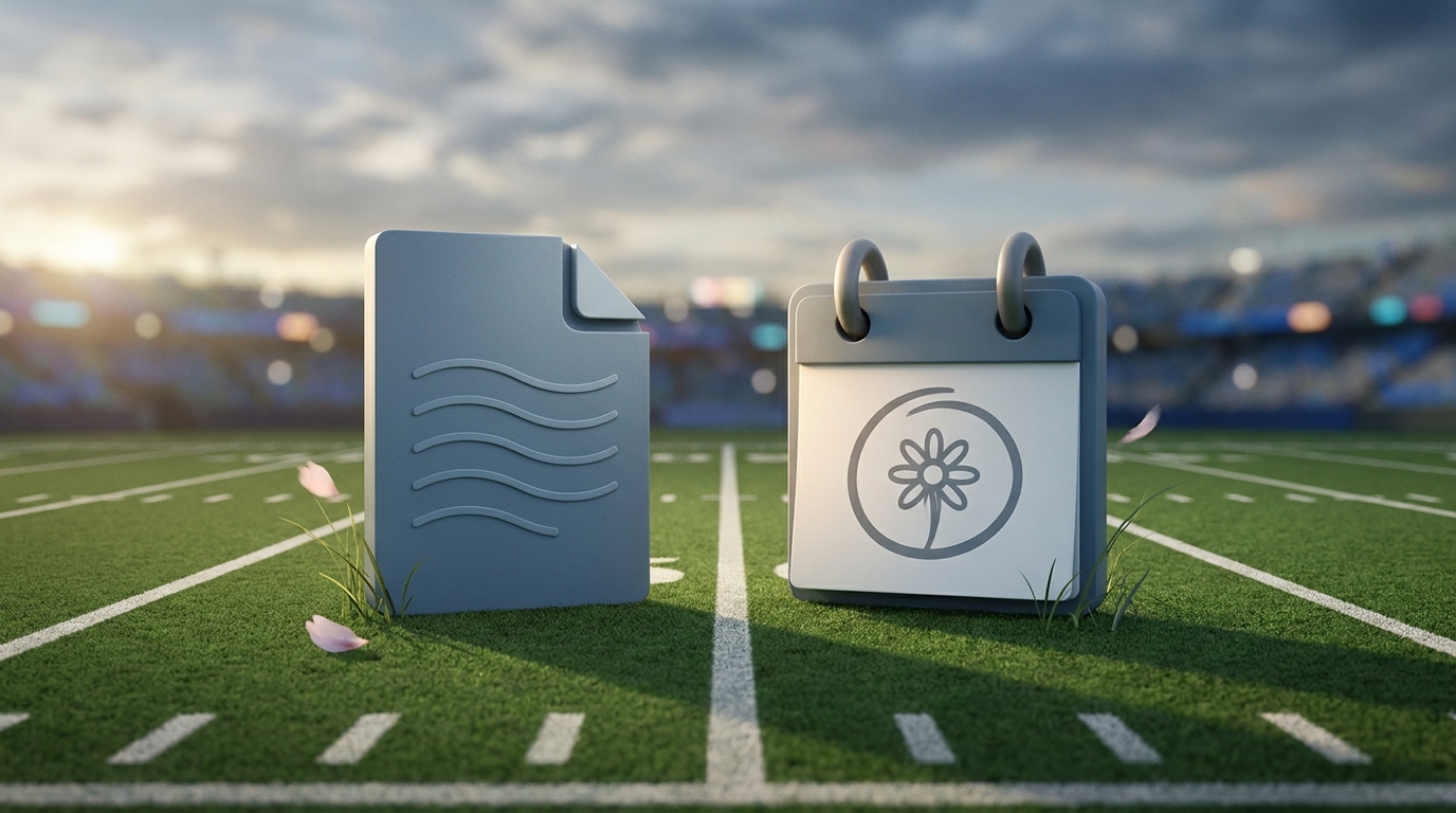 Contract and calendar on football field
