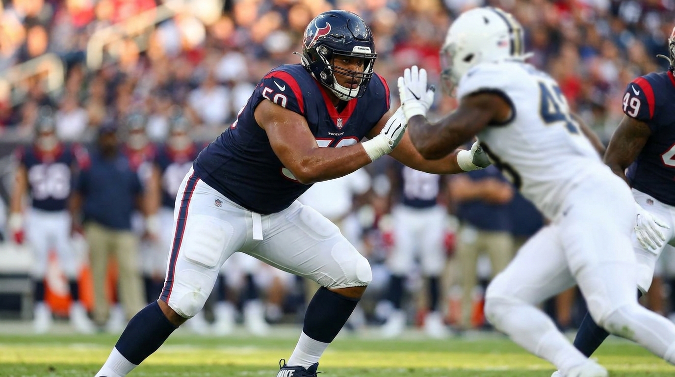 Caleb Lomu lined up at right tackle