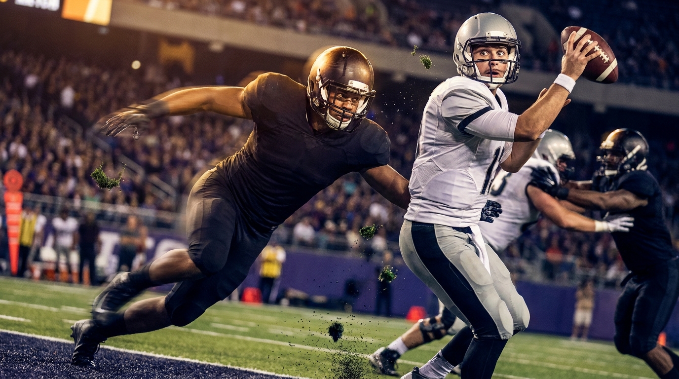 Dynamic pass-rush scene