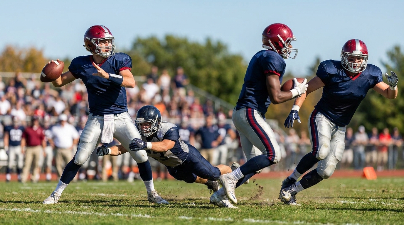 Patriots players in action