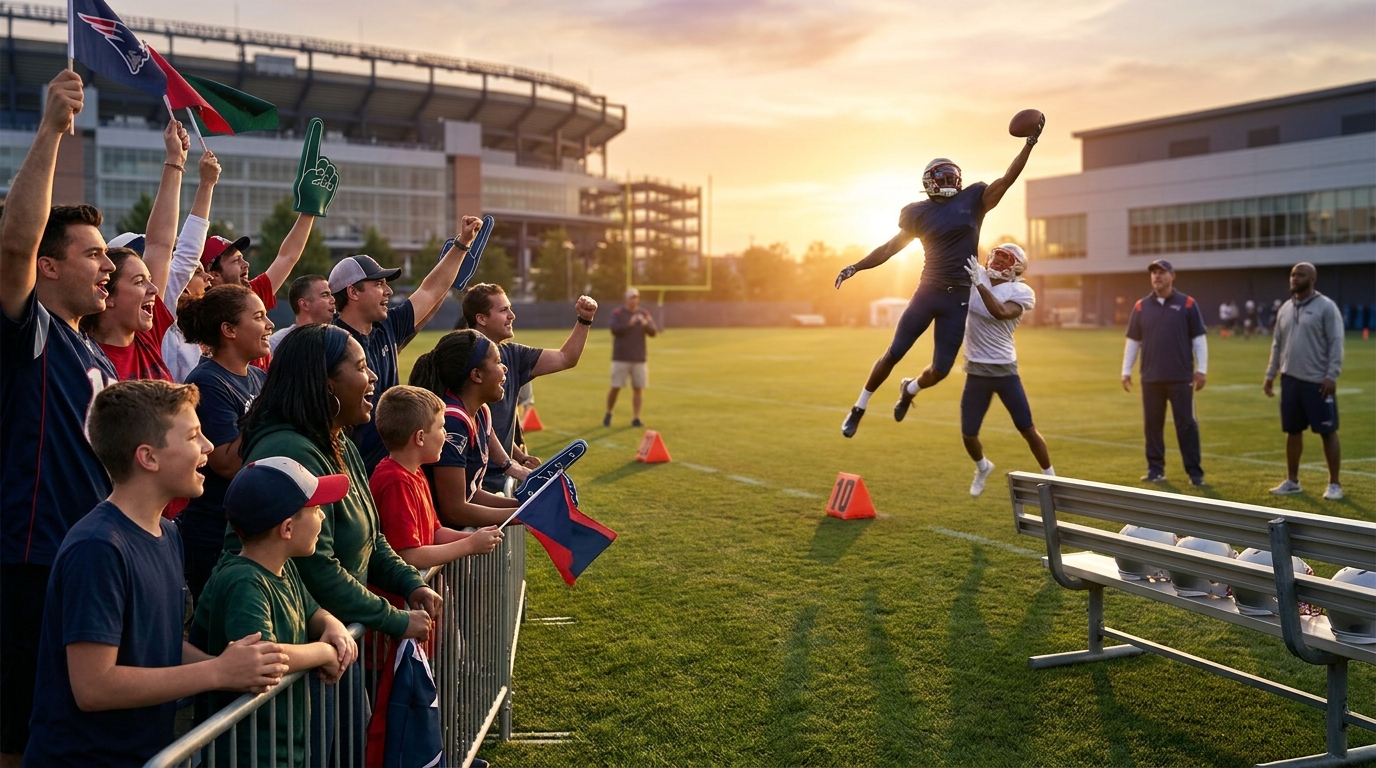 Fans at Foxboro practice capturing AJ Brown trade to Patriots and joint practices with Eagles anticipation