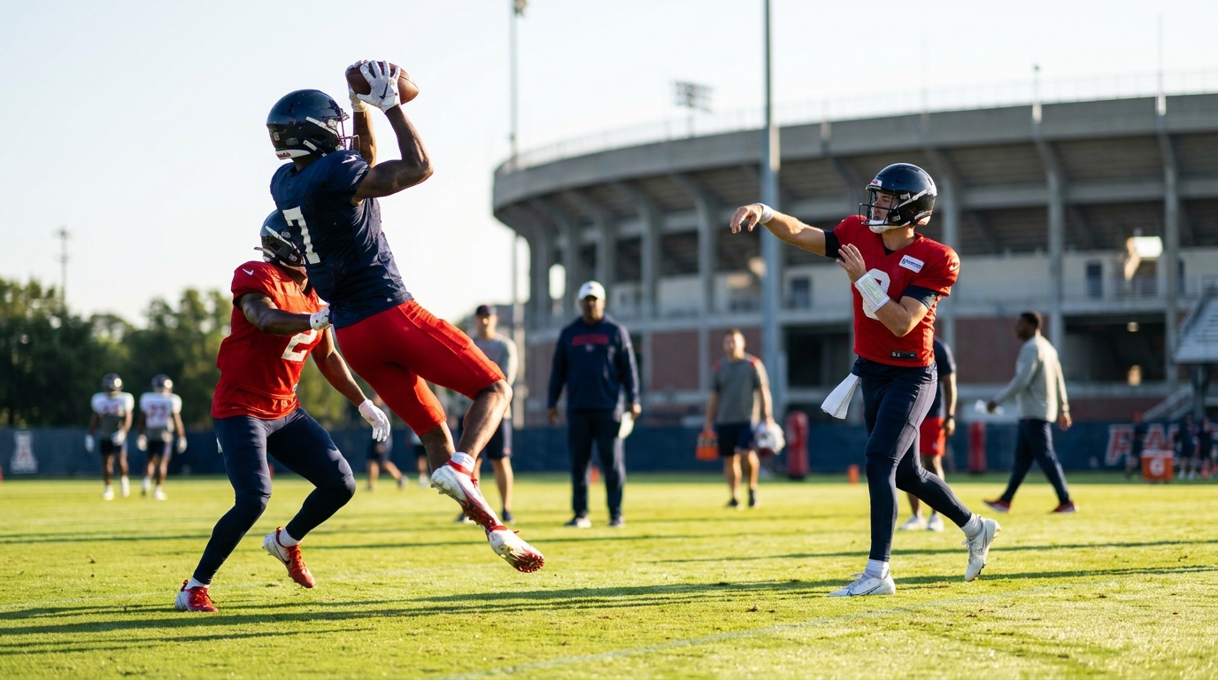 A.J. Brown and Drake Maye on the practice field