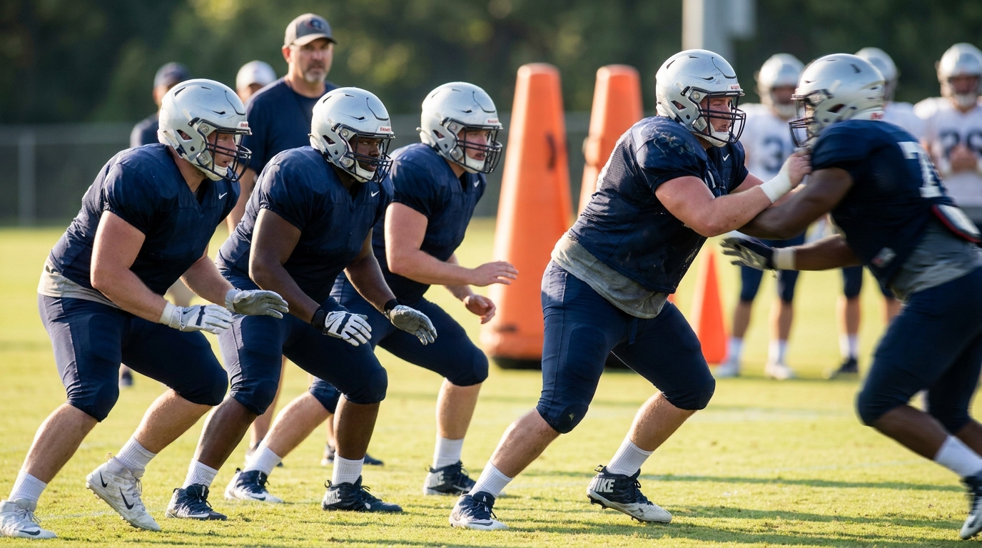 Patriots offensive line practice image