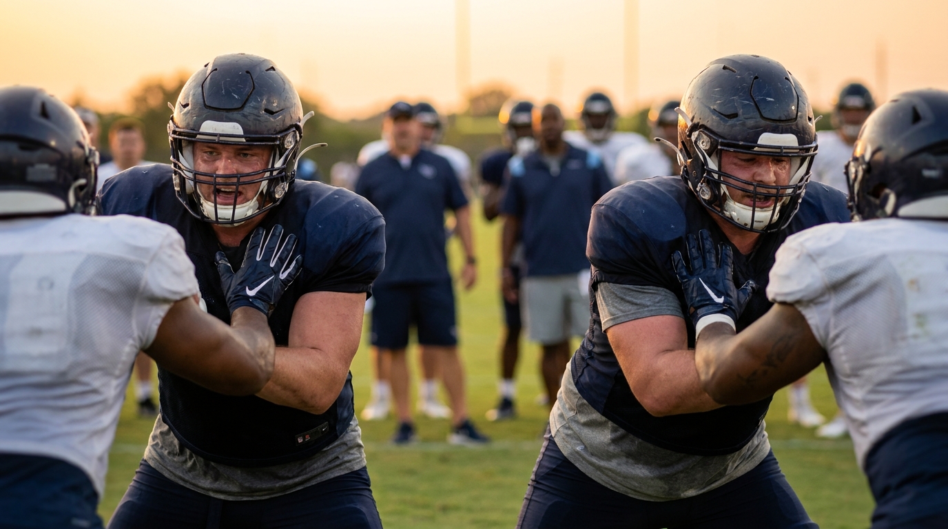 NFL offensive guards in practice
