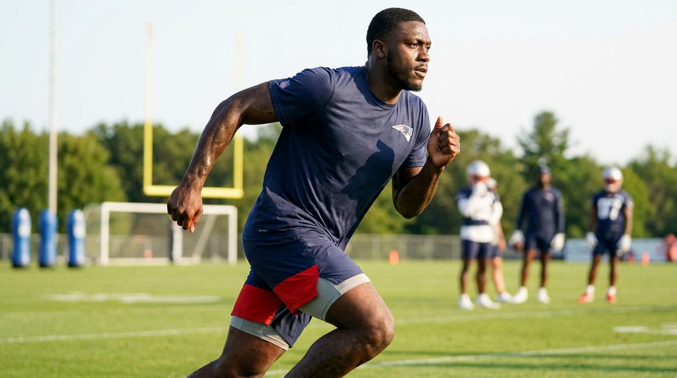 A.J. Brown in Patriots jersey at offseason workout