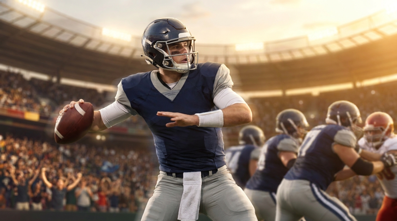 NFL quarterback mid-play