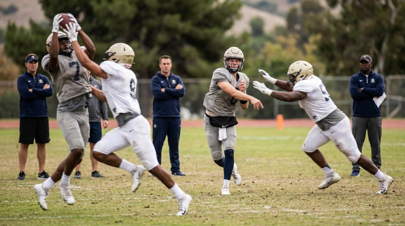 Training camp players in action