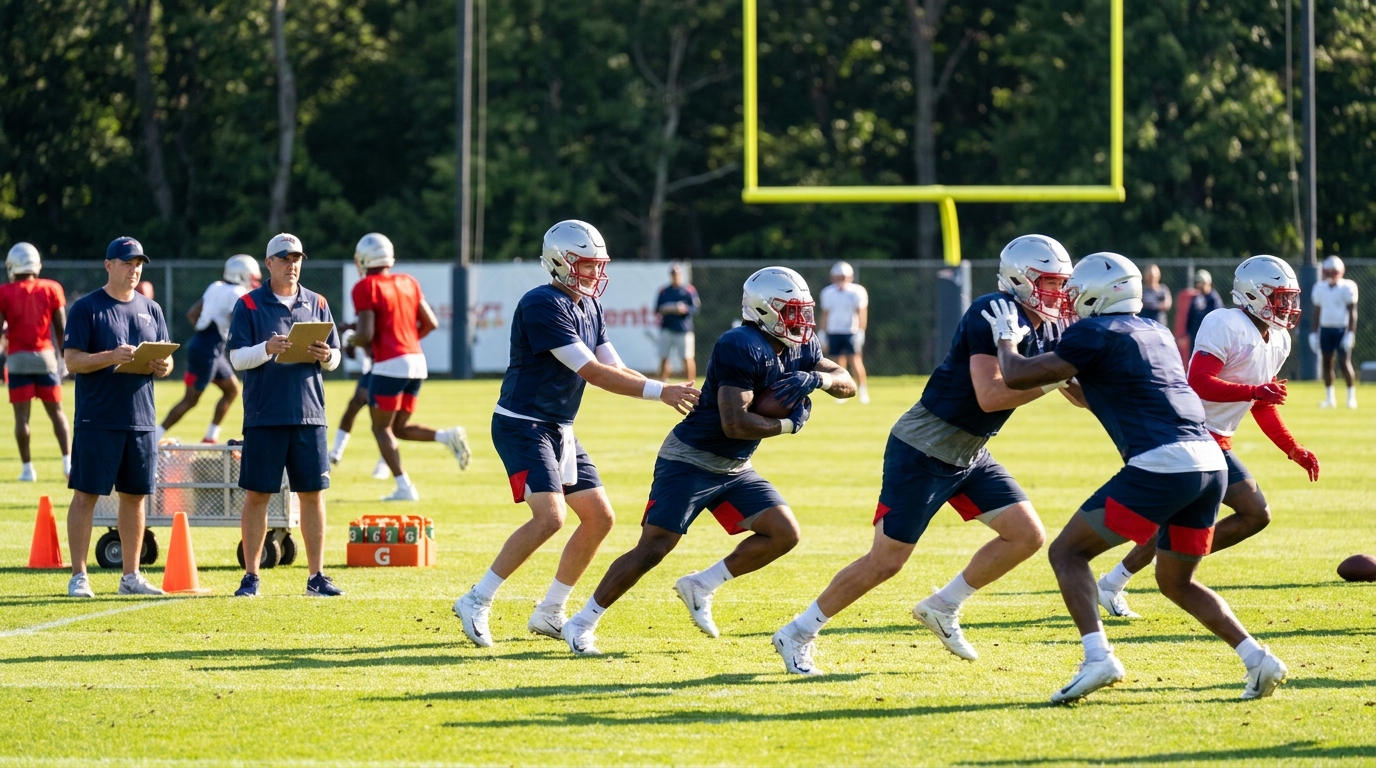 Patriots training camp practice scene