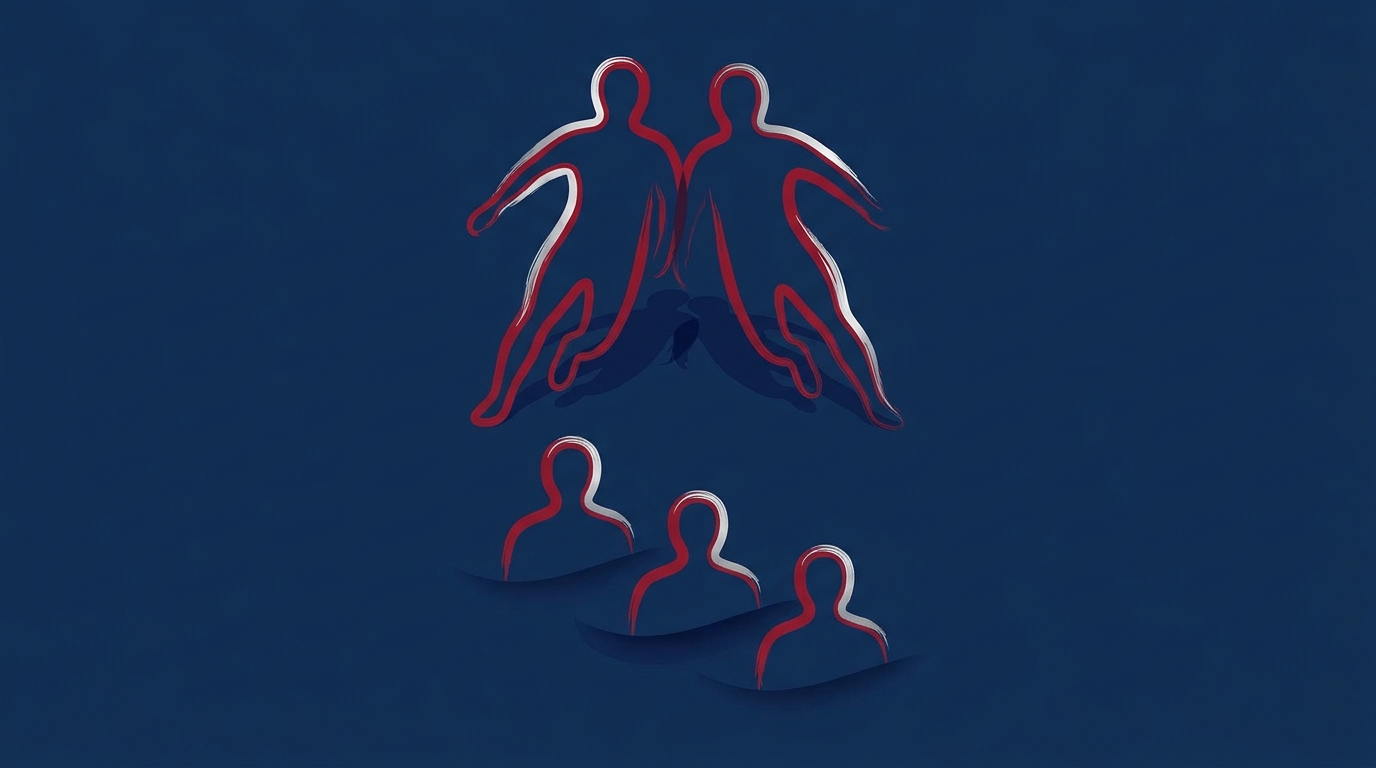 Minimalist silhouettes of Patriots running backs arranged as a depth chart