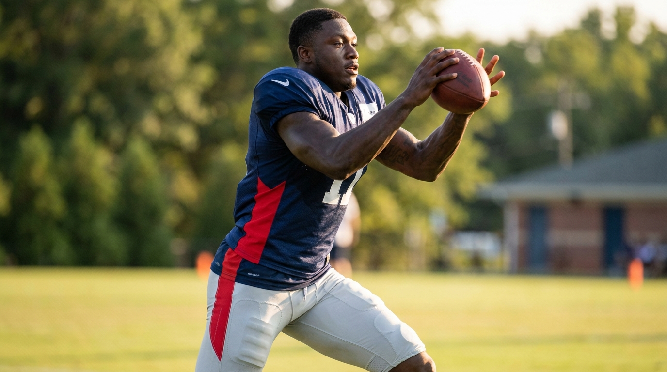 A.J. Brown in Patriots-style practice gear