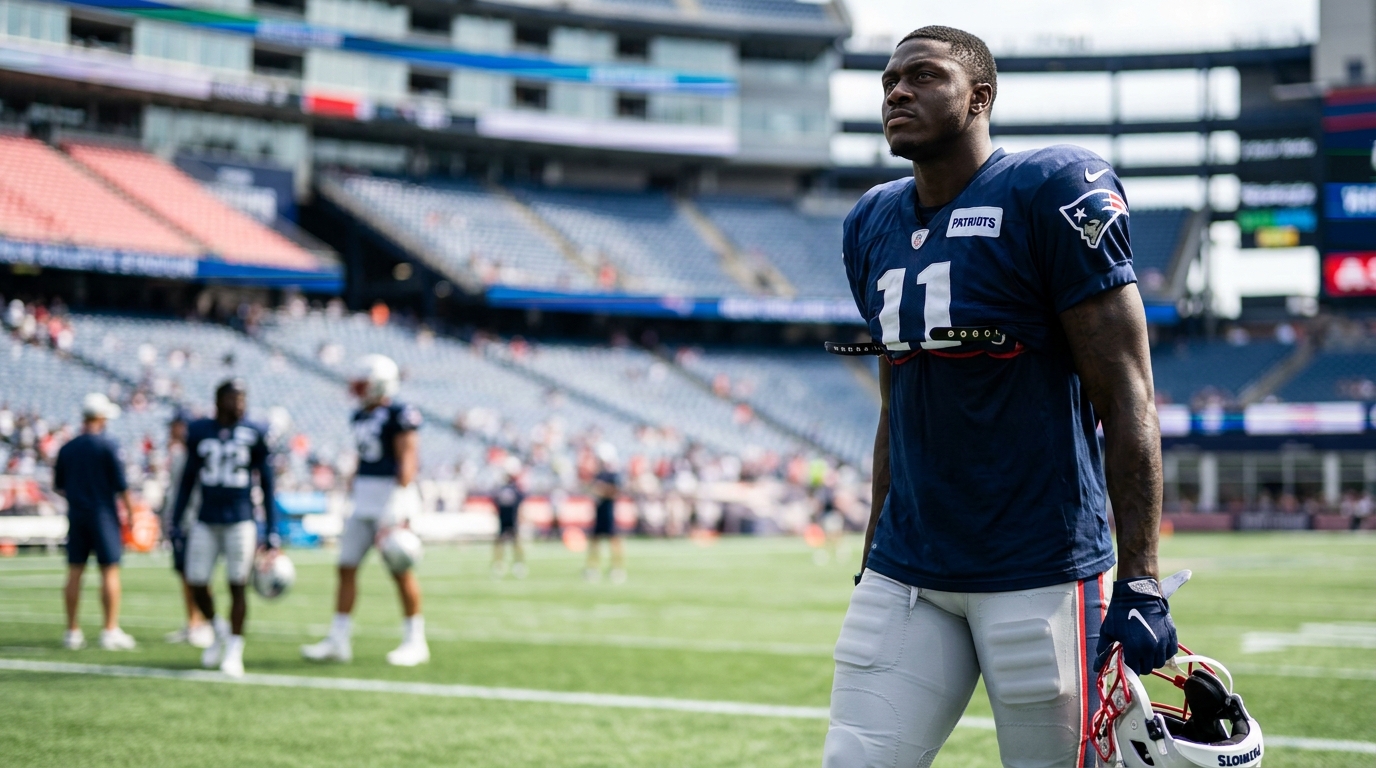 A.J. Brown in Patriots uniform on the field