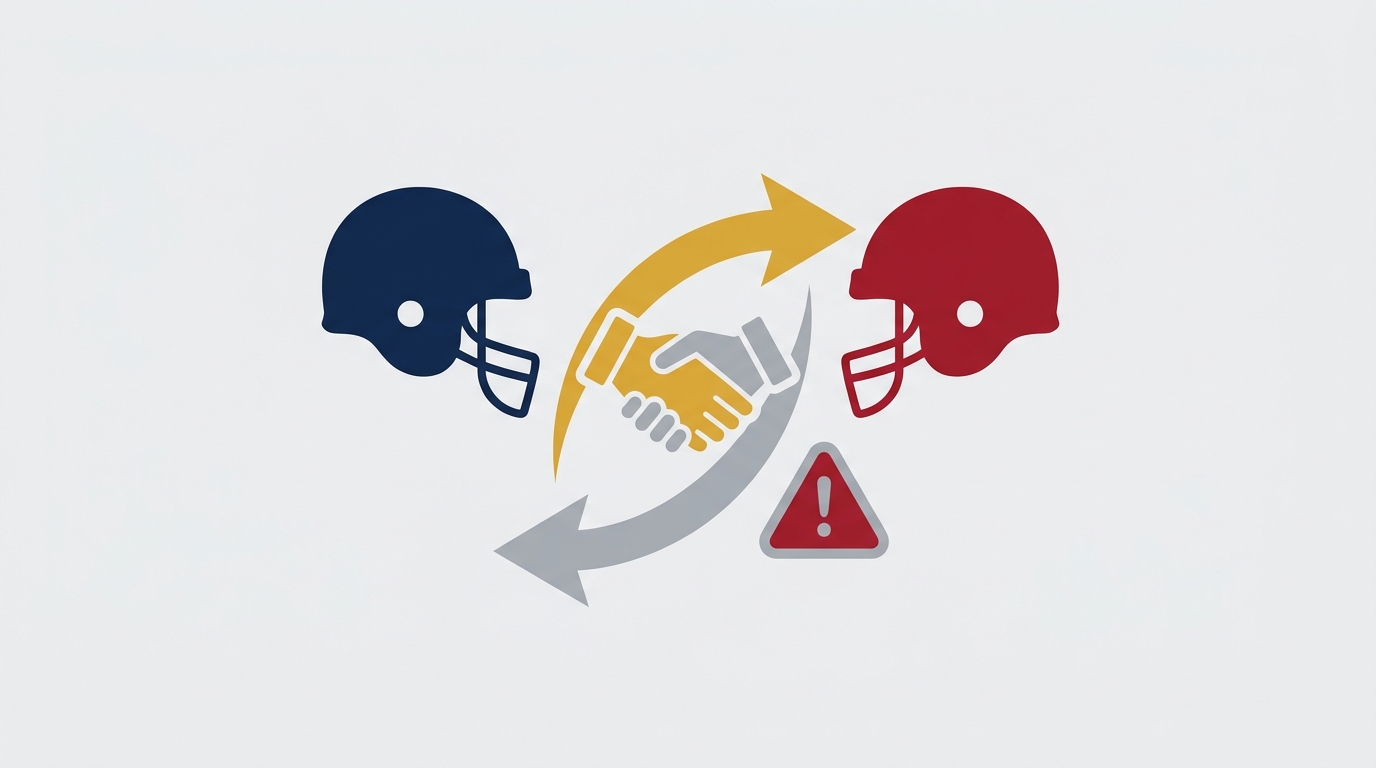 Abstract illustration of NFL trade market dynamics and decision making