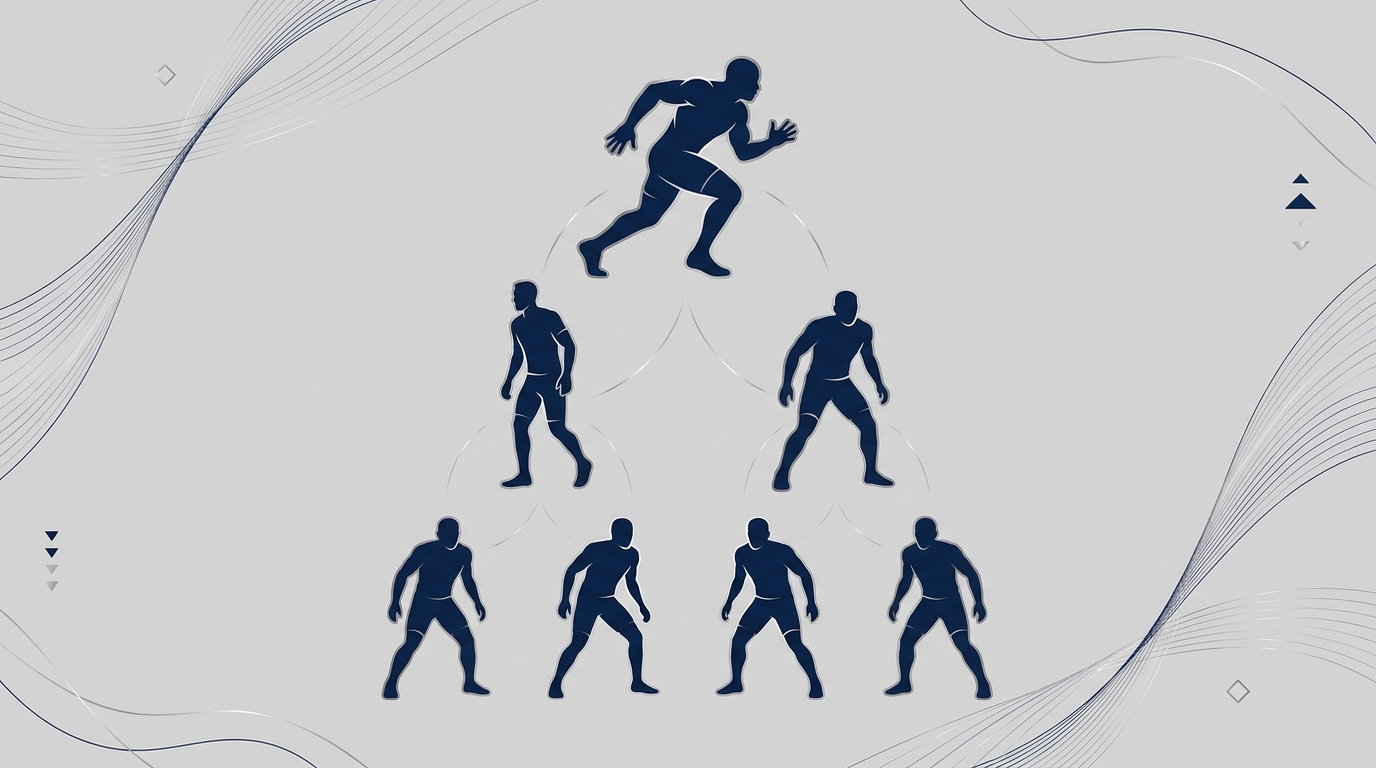 Stylized silhouettes showing Patriots 2026 wide receiver depth hierarchy