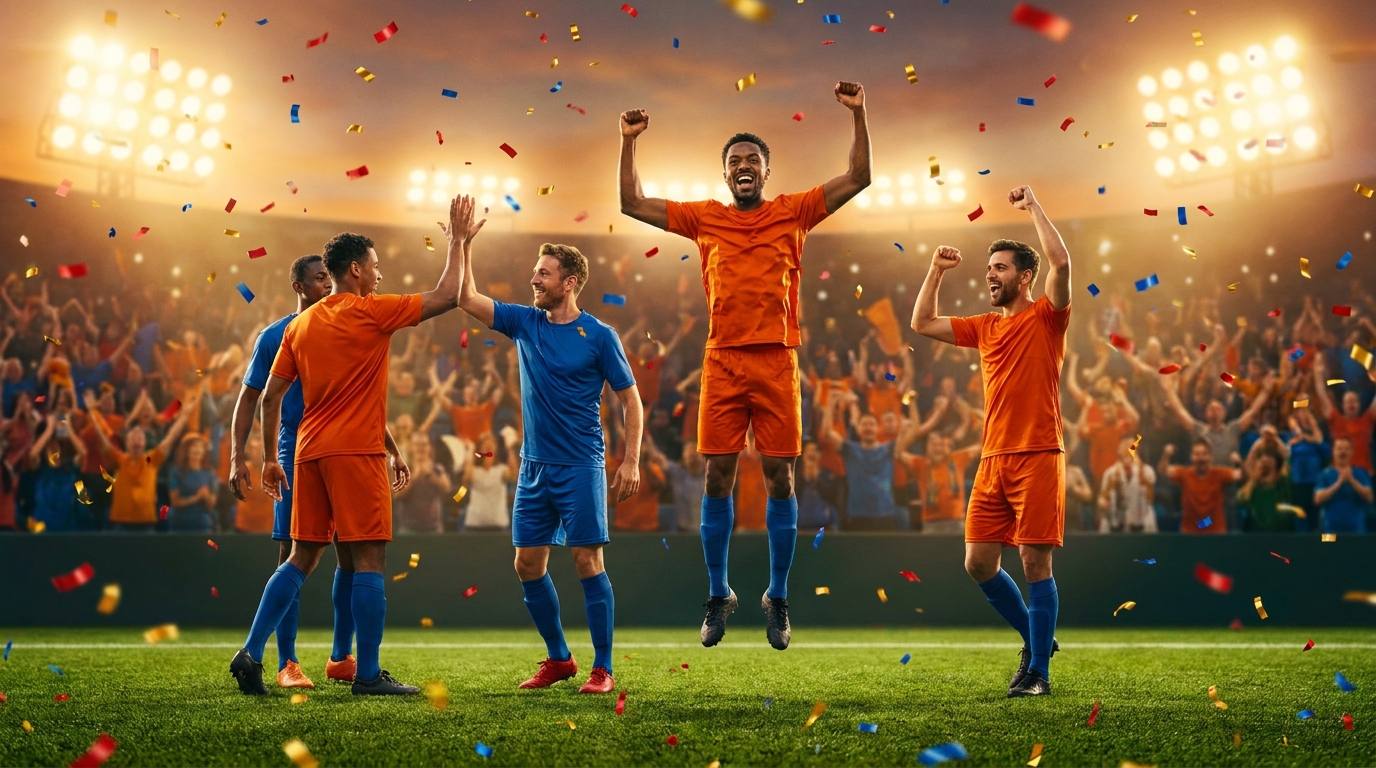 Football celebration on the field