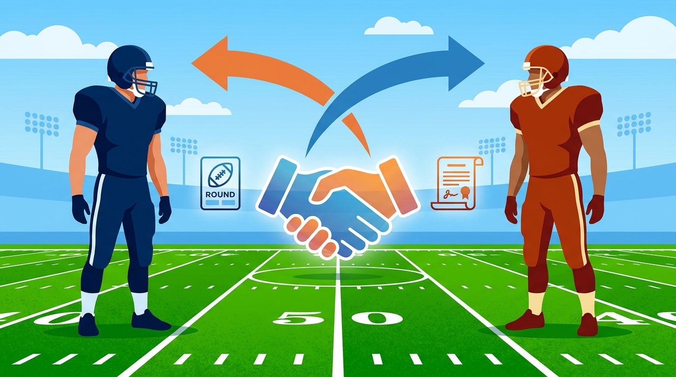 Football field trade negotiation visual